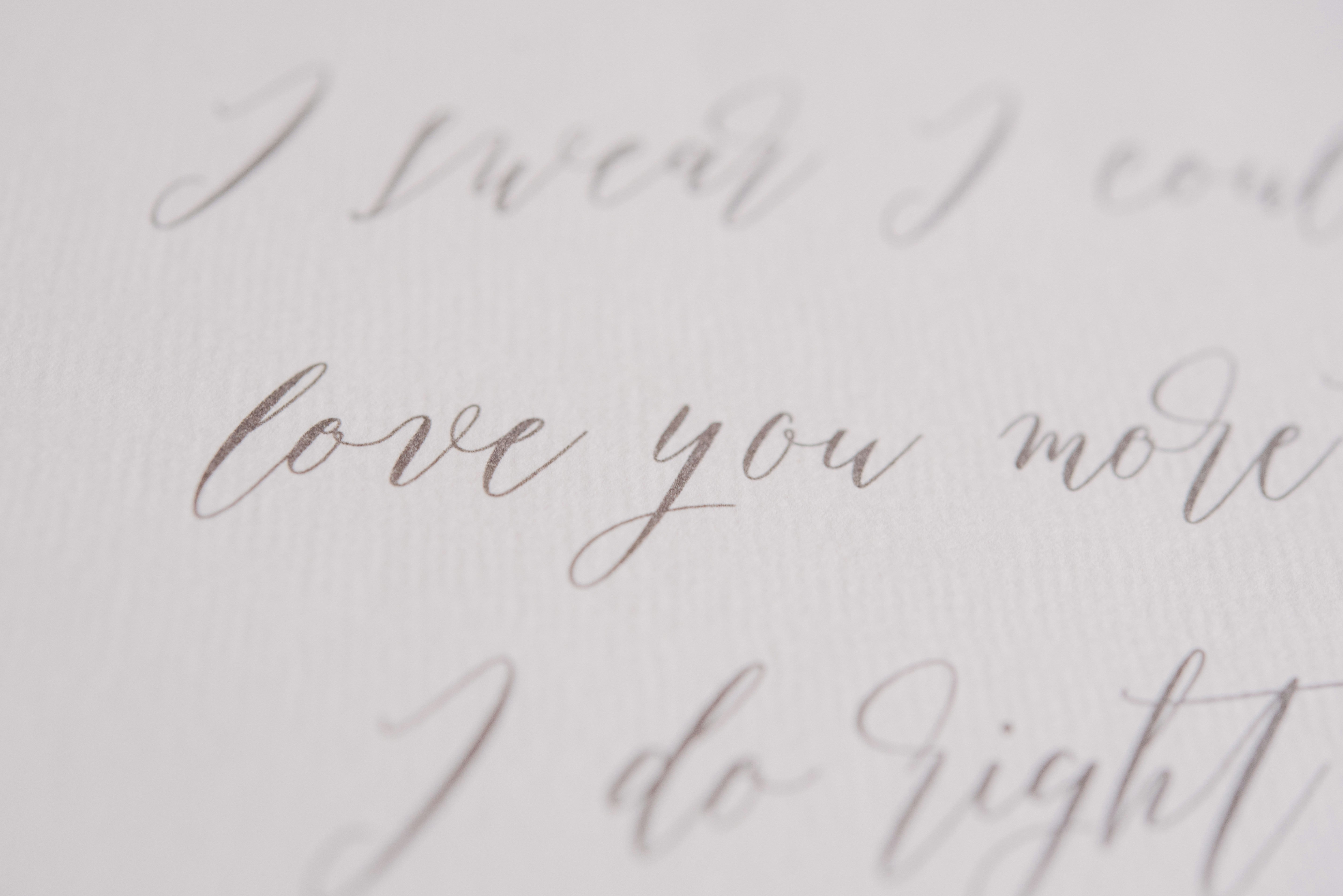 Soft cursive handwriting on paper that represents personal notes and letter styling.